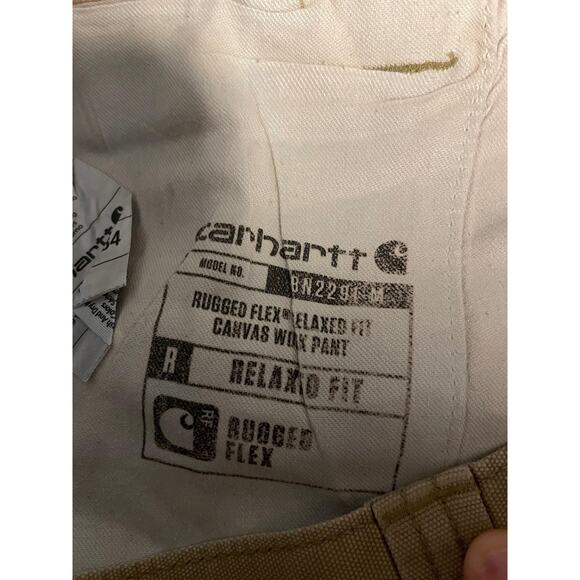 Carhartt Pants Mens 33x34 Tan Rugged Flex Relaxed Fit Canvas Work Pant Carpenter - Picture 8 of 14